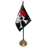 3x stuks Piratenvlaggetjes / tafelvlaggetje op voetje One Eyed Jack - Kinder verjaardag thema feestartikelen