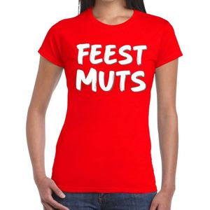 Rood fun tekst t-shirt - Feestmuts - voor dames