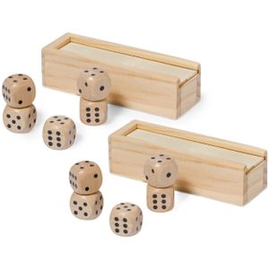 Woody Dobbelstenen - 10x - beige - hout - bordspellen - dobbel spellen
