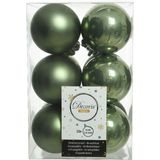 Kunststof kerstballen 6 cm - 24x stuks - mosgroen en lichtblauw