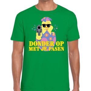 Fout Paas t-shirt groen donder op met je Pasen voor heren - Pasen shirt