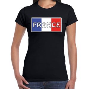 Frankrijk / France landen t-shirt zwart dames -  Frankrijk landen shirt / kleding - EK / WK / Olympische spelen outfit