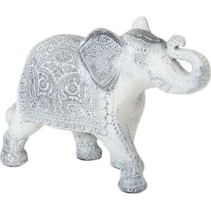 Dieren beeldje Indische olifant wit 24 x 17 x 7 cm -  Olifanten beeldjes van keramiek