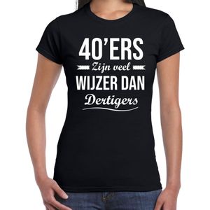 Verjaardags t-shirt 40ers zijn veel wijzer dan dertigers - zwart - dames - 40e verjaardag - verjaardag shirts / kleding