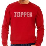 Glitter Topper foute trui rood met steentjes/ rhinestones voor heren - Glitter kleding/ foute party outfit