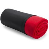 Set van 8x stuks warme Polar Fleece deken/plaid rood 120 x 150 cm - Woondekens/banddekens - Incl. opberghoes