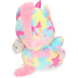 Keel Toys pluche eenhoorn knuffel - regenboog kleuren roze/geel - 25 cm