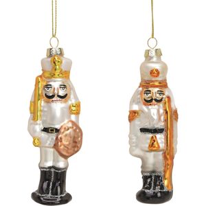 G. Wurm kersthangers notenkrakers soldaten - 2x st - 12 cm - glas - kerstornamenten