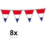 8x Vlaggenlijnen Holland rood wit blauw - slingers