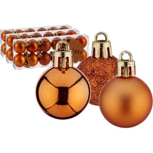 36x stuks kerstballen oranje kunststof diameter 3 cm - Kerstboom versiering