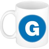 Mok / beker met de letter G blauwe bedrukking voor het maken van een naam / woord - koffiebeker / koffiemok - namen beker
