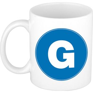 Mok / beker met de letter G blauwe bedrukking voor het maken van een naam / woord - koffiebeker / koffiemok - namen beker