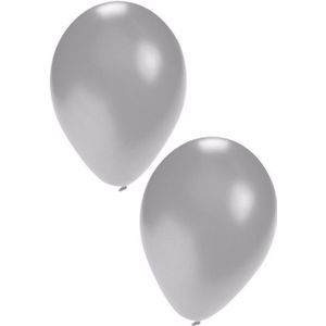 Bellatio Decorations ballonnen - 10 stuks - zilver - 27 cm - helium of lucht - verjaardag / versiering