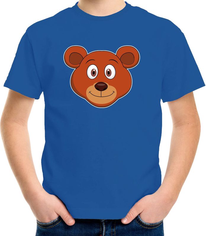 Cartoon beer t-shirt blauw voor jongens en meisjes - Kinderkleding / dieren t-shirts kinderen