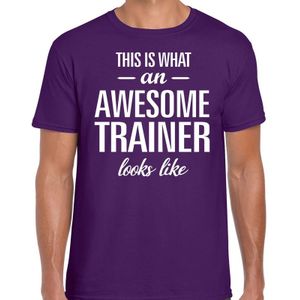 This is what an awesome trainer looks like cadeau t-shirt paars voor heren -  bedankt cadeau voor een trainer