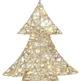 Countryfield decoratie kerstboom - goud - met verlichting - H48 cm