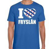 T-shirt I love Fryslan voor heren - blauw - Friesland shirtjes / outfit