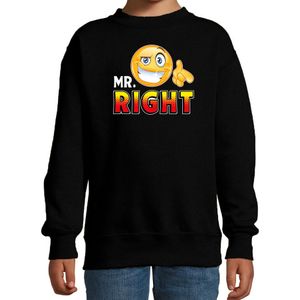 Funny emoticon sweater Mr. Right zwart voor kids -  Fun / cadeau trui
