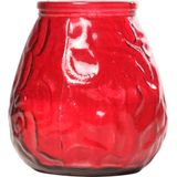 Set van 4x stuks rode Lowboy buiten tafel sfeer kaarsen 10 cm 40 branduren in glas - Tuinkaarsen