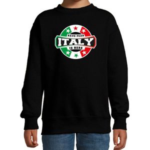 Have fear Italy is here sweater met sterren embleem in de kleuren van de Italiaanse vlag - zwart - kids - Italie supporter / Italiaans elftal fan trui / EK / WK / kleding