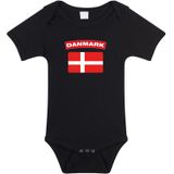 Danmark baby rompertje met vlag zwart jongens en meisjes - Kraamcadeau - Babykleding - Denemarken landen romper