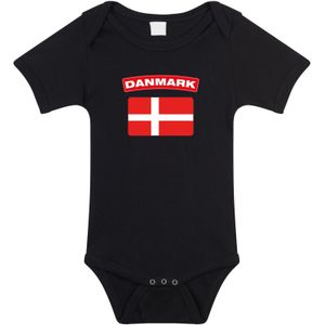 Danmark baby rompertje met vlag zwart jongens en meisjes - Kraamcadeau - Babykleding - Denemarken landen romper