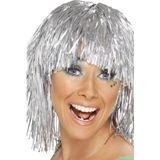 2x stuks zilveren glitter folie dames pruik - Carnaval Disco Seventees pruiken