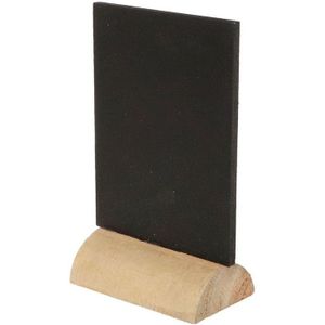 Chaks Mini krijtbordjes/schrijfbordjes - op houten voet - zwart - 8 cm