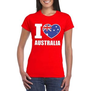 Rood I love Australie supporter shirt dames - Australisch t-shirt dames