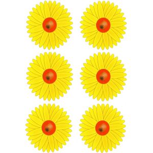 Sunnydays Fruitvliegjes val zonnebloem raamsticker - 6x stickers - geel - diameter 8,5