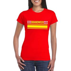 Brandweer logo rood t-shirt voor dames - Hulpdiensten verkleedkleding