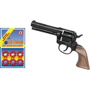 Gohner cowboy verkleed speelgoed revolver/pistool met kort loop - metaal/plastic - 8 schots