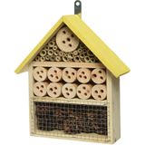 Geel vlinderhuis/bijenhuis/wespenhotel voor insecten 29 cm - Tuindecoratie - Diervriendelijk - Hotel/huisje voor insecten - Bijenhuis/vlinderhuis/lieveheersbeestjehuis