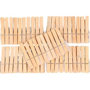 Wasknijpers - 50 stuks - hout - 7,5 cm  - knijpers