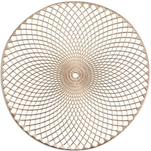 6x Ronde placemats goud mandala 38 cm - Zeller - Woondecoratie - Tafeldecoratie - Placemats - Borden onderleggers van kunststof