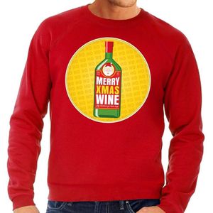 Foute kersttrui / sweater Merry Chrismas Wine rood voor heren - Kersttrui voor wijn liefhebber