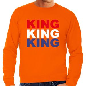 Koningsdag sweater King - oranje - heren - koningsdag outfit / kleding / trui