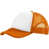 4x stuks truckers cap/pet oranje/wit voor volwassenen - Koningsdag / Oranje supporters feestartikelen