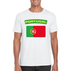 Portugal t-shirt met Portugese vlag wit heren