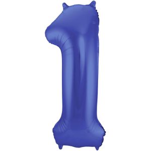 Folat Folie cijfer ballon - 86 cm blauw - cijfer 1 - verjaardag leeftijd
