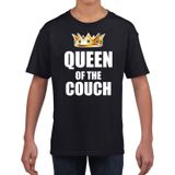 T-shirt queen of the couch zwart voor meisjes / kinderen - Woningsdag / Koningsdag - thuisblijvers / lui dagje / relax outfit