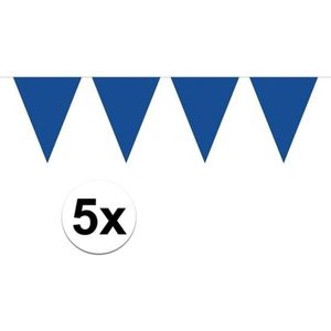 5 stuks Vlaggenlijnen/slingers XXL blauw 10 meter