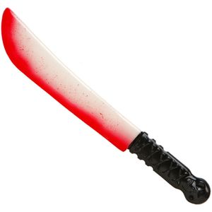 Grote machete/mes - plastic - 41 cm - Halloween verkleed wapens - met bloed - glow in the dark