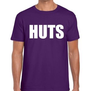 HUTS tekst t-shirt paars voor heren - heren feest t-shirts