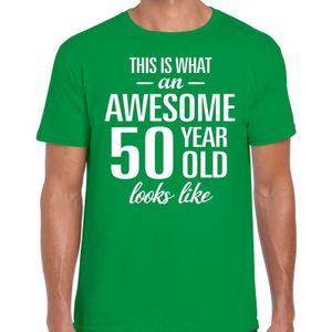 Awesome 50 year - geweldige 50 jaar cadeau t-shirt groen heren -  Verjaardag cadeau