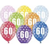 24x stuks Ballonnen 60 jaar thema met sterretjes - Verjaardag feestartikelen/versiering