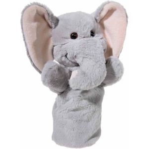 Pluche Grijze Olifant Handpop Knuffel 25 cm - Olifanten Knuffels - Poppentheater Speelgoed Kinderen