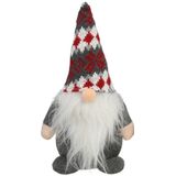 Pluche gnome/dwerg/kabouter decoratie pop/knuffel kleding grijs en muts 26 x 11 cm