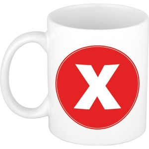 Mok / beker met de letter X rode bedrukking voor het maken van een naam / woord - koffiebeker / koffiemok - namen beker