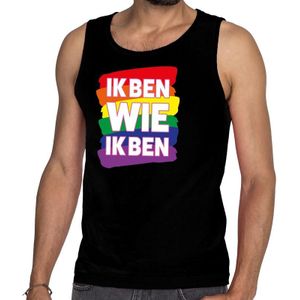 Gay pride born this way tanktop/mouwloos shirt - zwart regenboog singlet voor heren -  LHBT kleding